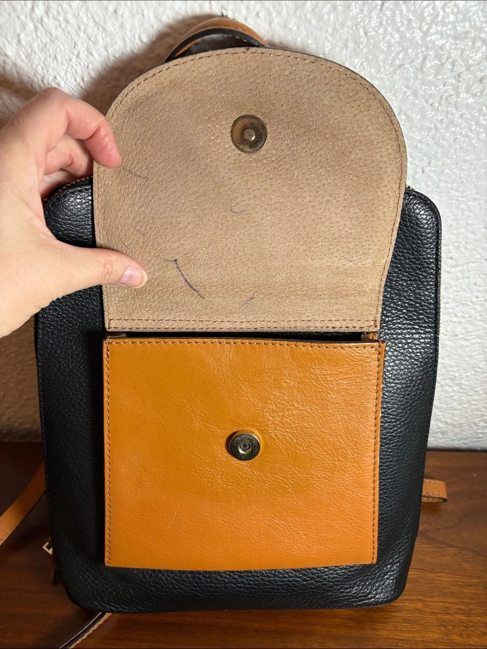 Divina Firenze Black Pebbled Leather Backpack